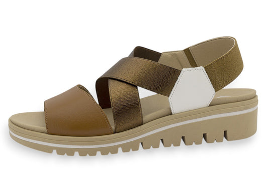 Sandalia Piesanto 260787 NATUR NOGAL ELÁSTICO BRONCE