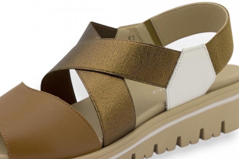 Sandalia Piesanto 260787 NATUR NOGAL ELÁSTICO BRONCE