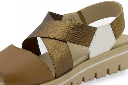 Sandalia Piesanto 260787 NATUR NOGAL ELÁSTICO BRONCE