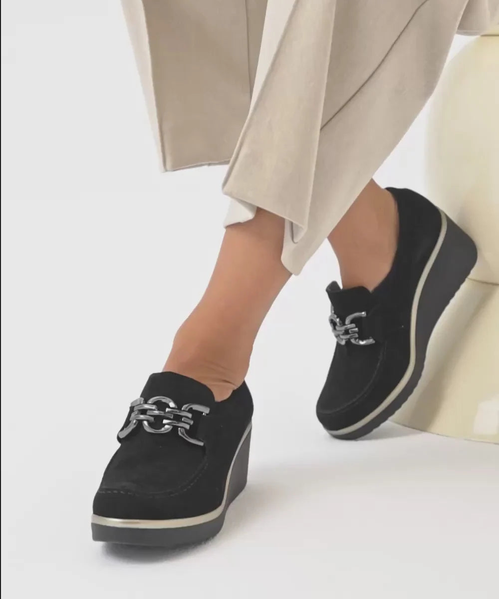 Zapato Pitillos 20530 Ante Cuña Negro