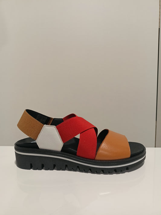 Sandalia Piesanto 230787 NATUR TAN ELÁSTICO ORANGE