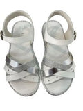Sandalia de niña 164c11 Aladino shoes color blanco, glitter y plateado