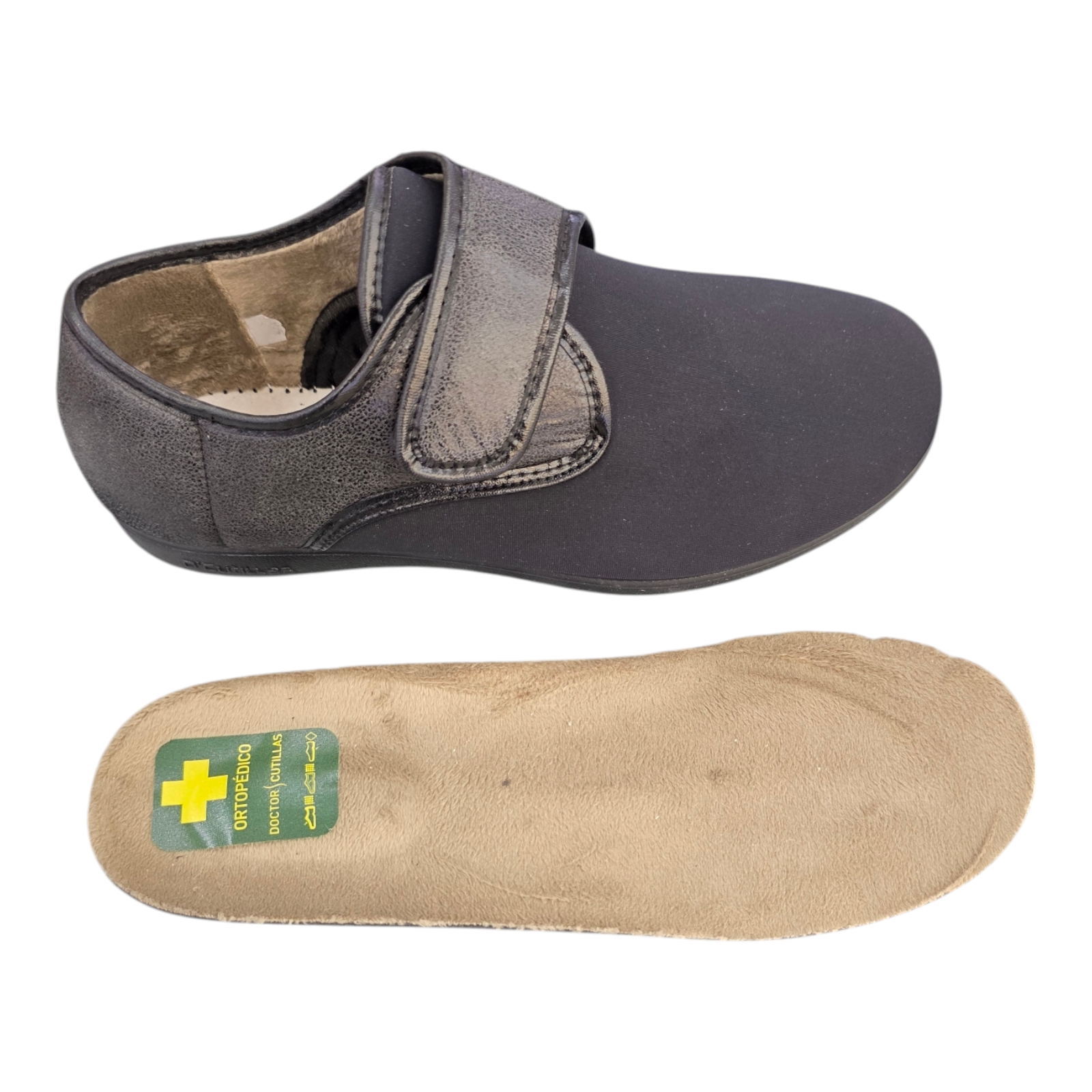 Zapatillas Doctor Cutillas 1506 Negro Elástica  con Velcro Cerrada