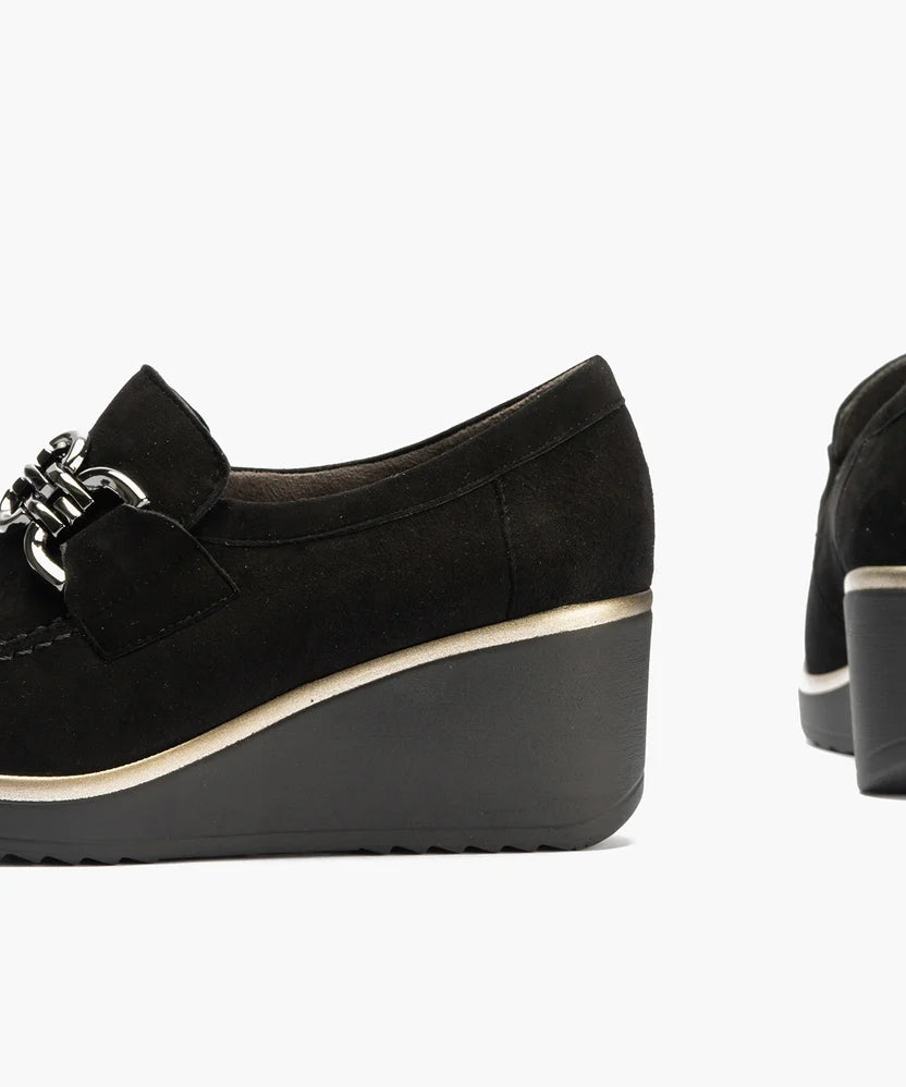 Zapato Pitillos 20530 Ante Cuña Negro