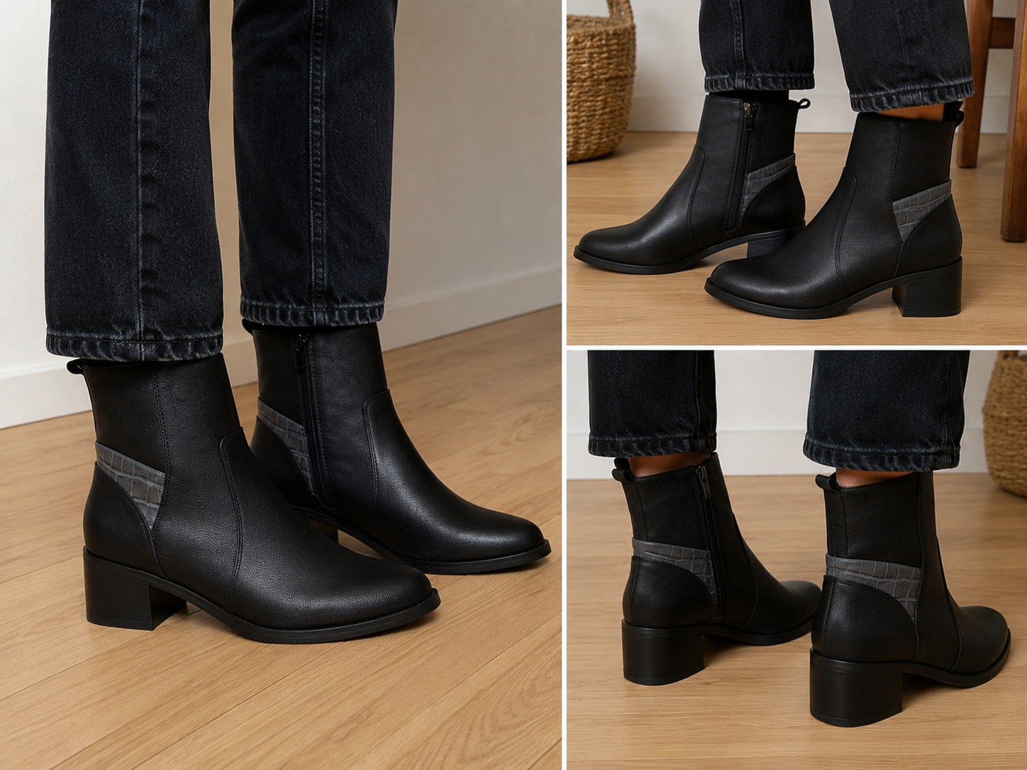 Botín Khloe 5210 Negro Piel